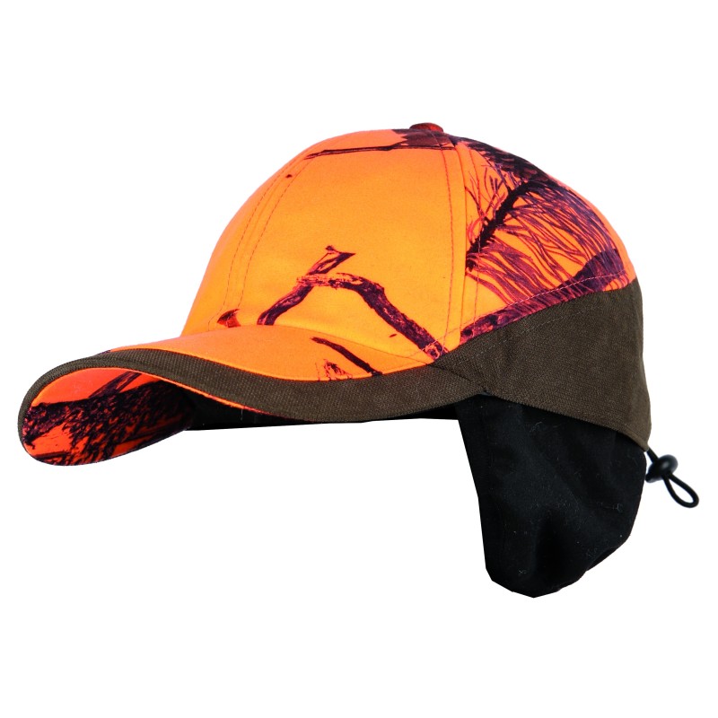 906C - Casquette Huntershell camouflage orange cache-oreilles