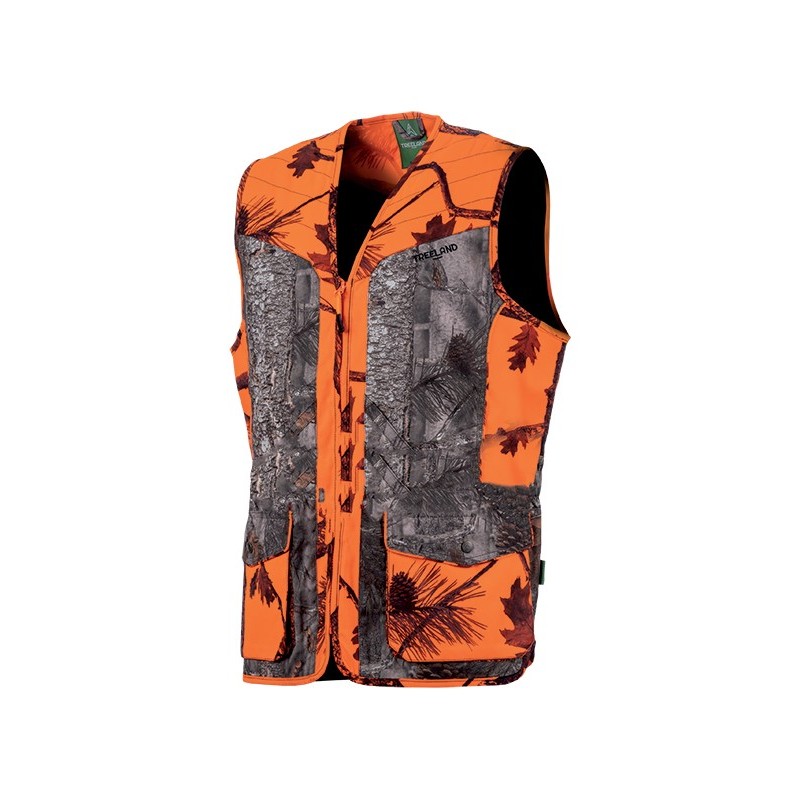 T600K - Gilet camo orange/forest enfant