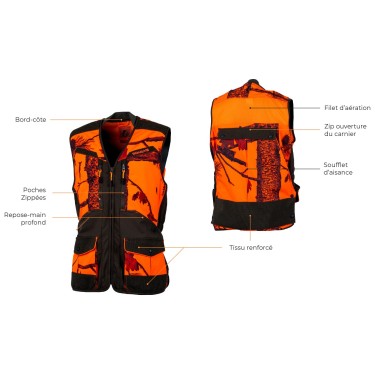 218 - Chaleco softshell camuflaje naranja verde