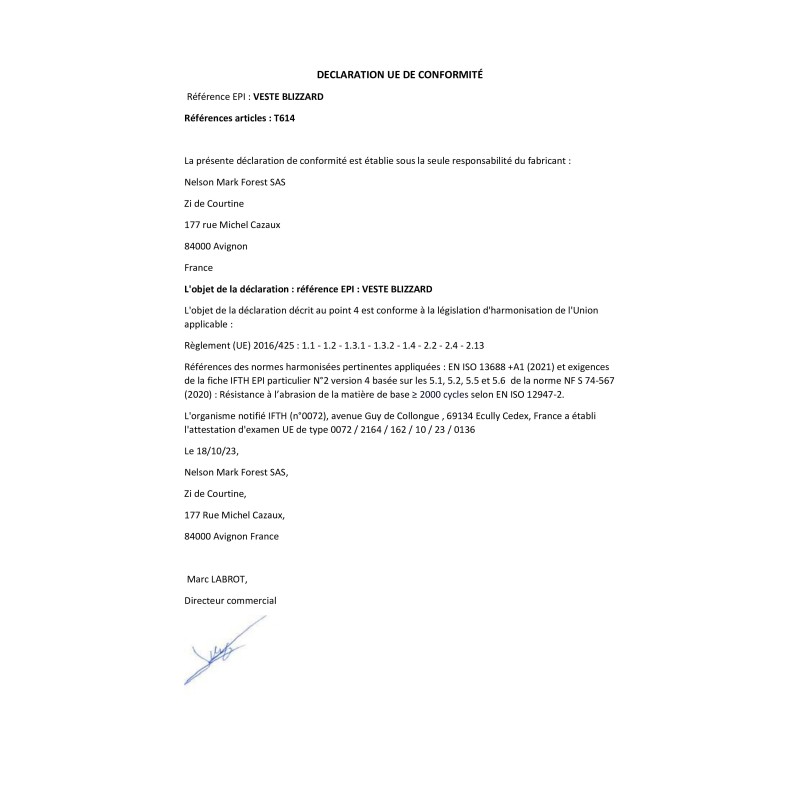 EPI VESTE BLIZZARD T614