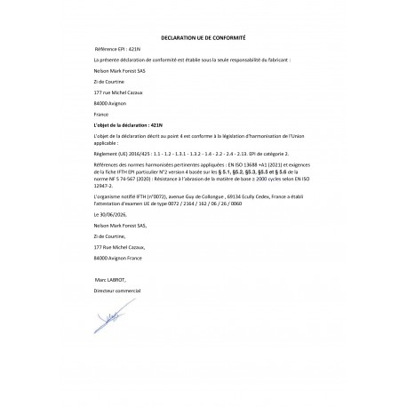 Déclaration de conformité EPI 421N