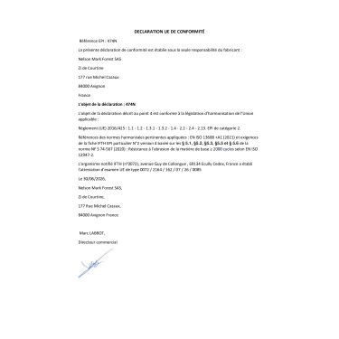 Déclaration de conformité EPI 474N