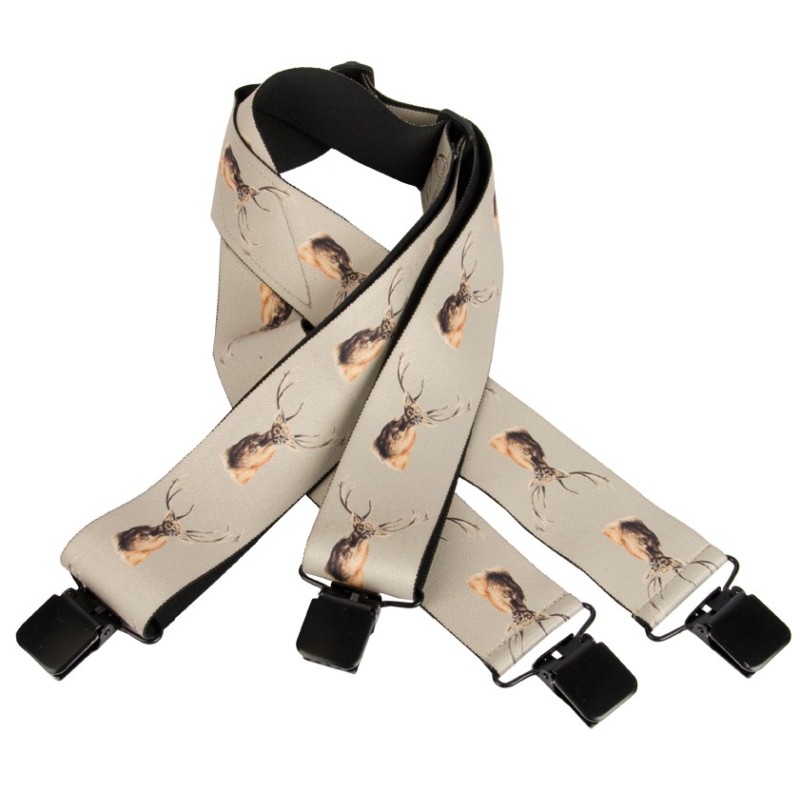 170 - Bretelles grosse pince motif Cerf