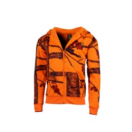 T105 - Kapuzen-Sweatjacke Orange Camouflage