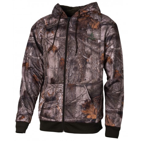 T106 - Sweat capuche sherpa zippé camo Forest II